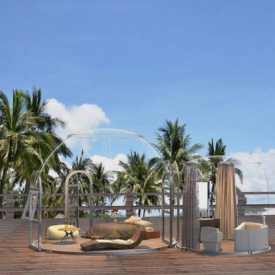 Panoramablick Containerhäuser Kuppel Sternansicht Außensicht Transparentes Haus und Kunststoff Sonnenzimmer