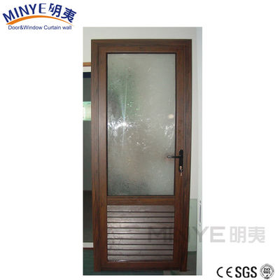 Elegante Innenausstattung Aluminium-Badentür mit Lüftung und Holzfarbe