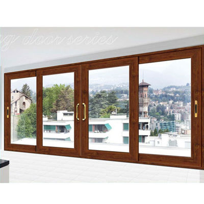 Schiebe-Aluminium-Haupteingang Holztüren-System mit Schiebe-Offenen-Stil in Grün-Gold