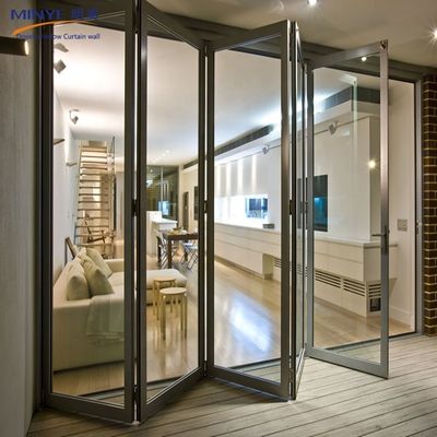 Klappbarer Akkordeon Aluminiumglas Terrasse Außen Bifold Schiebetür mit thermischer Pause