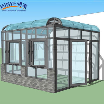OEM/ODM Balkon Glas Sonnenzimmer mit Hangdachdesign und 5mm 9Ar 5mm Glasdicke