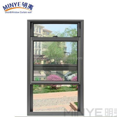 1.4mm Profildicke Aluminium nach oben nach unten Schiebefenster amerikanischer Stil mit Grill Design