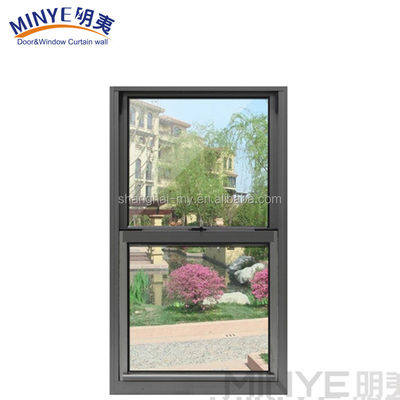 1.4mm Profildicke Aluminium nach oben nach unten Schiebefenster amerikanischer Stil mit Grill Design