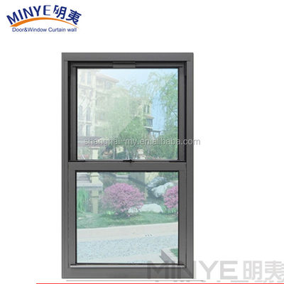 1.4mm Profildicke Aluminium nach oben nach unten Schiebefenster amerikanischer Stil mit Grill Design