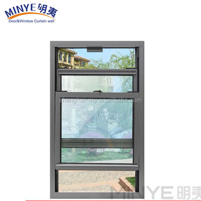 1.4mm Profildicke Aluminium nach oben nach unten Schiebefenster amerikanischer Stil mit Grill Design