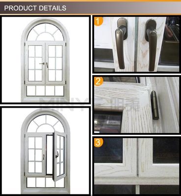 Aluminiumbedeckung Holz Radius Fenster mit Grill Design 1,4 mm und 14 mm Profil Dicke