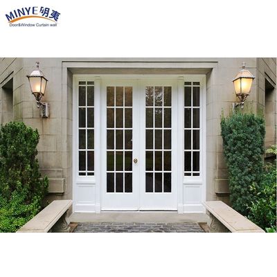 Moderne Garten-PVC- und UPVC-Doppelglas-Eingangstür in Naturholzfarbe mit Materialien