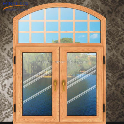 angepasste Profilfarbe Aluminiumlegierungsrahmen gekrümmte Fenster mit oberem runden Design