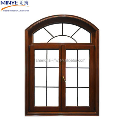 Holzkorn-Aluminiumlegierung Klassische Design-Bogen-Fenster für Hausdekoration