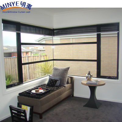 Holzfarben Aluminiumrahmen Glas Eckfenster mit winddichten Funktion und Glasdesign