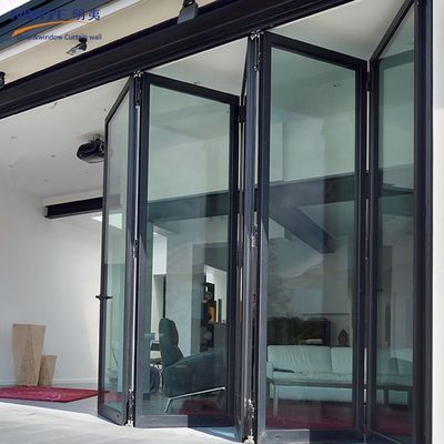Klappbarer Akkordeon Aluminiumglas Terrasse Außen Bifold Schiebetür mit thermischer Pause
