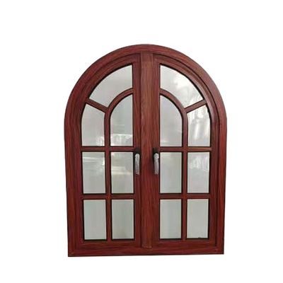 Holzkorn-Aluminium-Fenster in halbrunder gewölbter Form mit horizontaler Öffnungsmuster