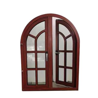 CE-Standard Aluminiumlegierungsrahmen Beste Gehäuse Designs Holzkorn Halbrunder Bogenfenster