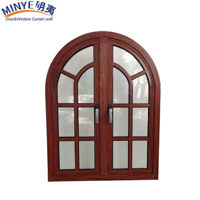 CE-Standard Aluminiumlegierungsrahmen Beste Gehäuse Designs Holzkorn Halbrunder Bogenfenster