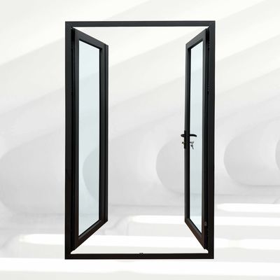 Postmoderne Design-Stil Doppelgehärtetes Glas Pulver beschichtet Französisch Außeneingangstür