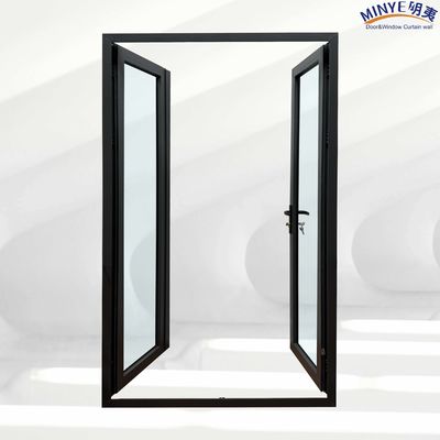 Postmoderne Design-Stil Doppelgehärtetes Glas Pulver beschichtet Französisch Außeneingangstür