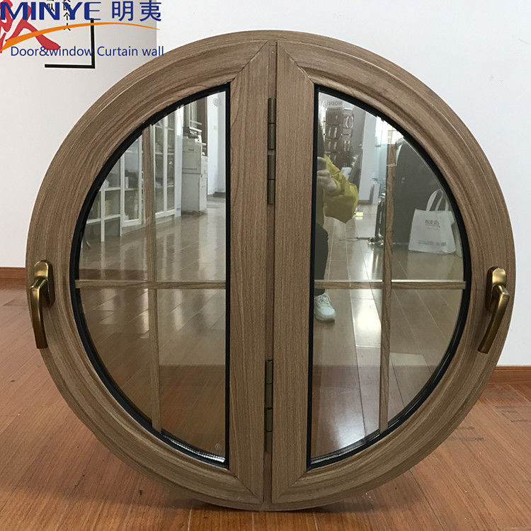 1.4 mm Profildicke Ziegelguss in Shanghai Halbrunder Holzfenster