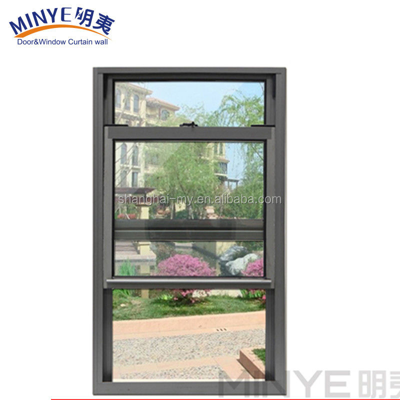 1.4mm Profildicke Aluminium nach oben nach unten Schiebefenster amerikanischer Stil mit Grill Design