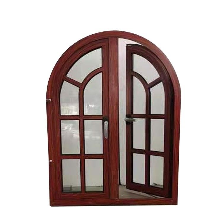 CE-Standard Aluminiumlegierungsrahmen Beste Gehäuse Designs Holzkorn Halbrunder Bogenfenster