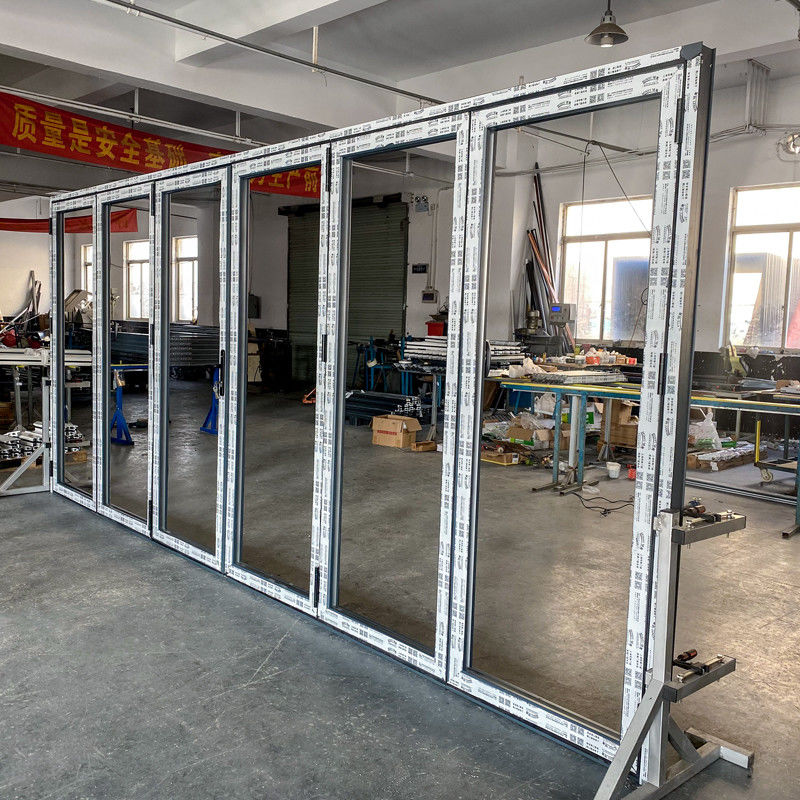Hardware Schalldichte Innenraum Bi-klappbare Doppelverglasung Aluminiumglas Thermal Break Bifold Patio Klapptüren
