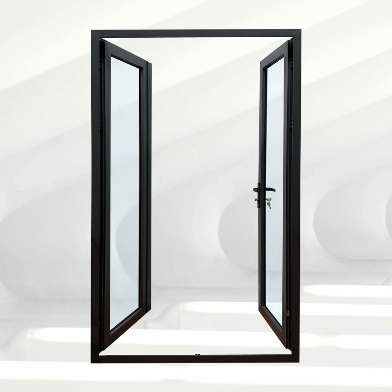 Postmoderne Design-Stil Doppelgehärtetes Glas Pulver beschichtet Französisch Außeneingangstür
